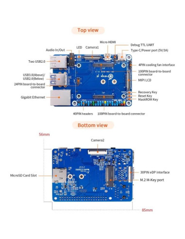 Módulo de Computación Orange Pi 4 4GB RAM 32GB eMMC Wi-Fi/Bluetooth