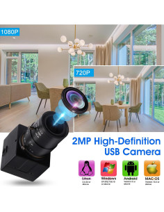 Cámara USB 2MP IFWATER Varifocal 2.8-12mm 1080P HD 2