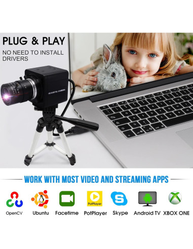 Cámara USB 4K IFWATER IMX317 Lente Varifocal 2.8-12mm