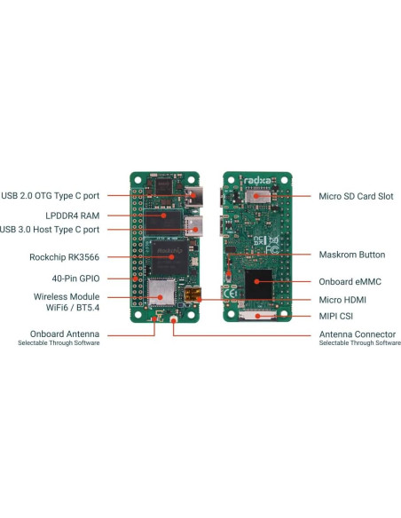 Computadora de Placa Única Radxa Zero 3W 1GB RK3566 HDMI 1080P Computadora de Placa Única Radxa Zero 3W 1GB RK3566 HDMI 1080P