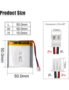 Batería de polímero de litio KBT 3.7V 3000mAh 105050PL 2