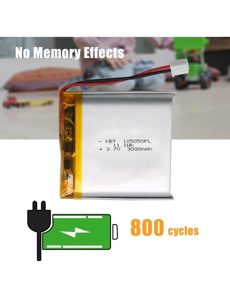 Batería de polímero de litio KBT 3.7V 3000mAh 105050PL