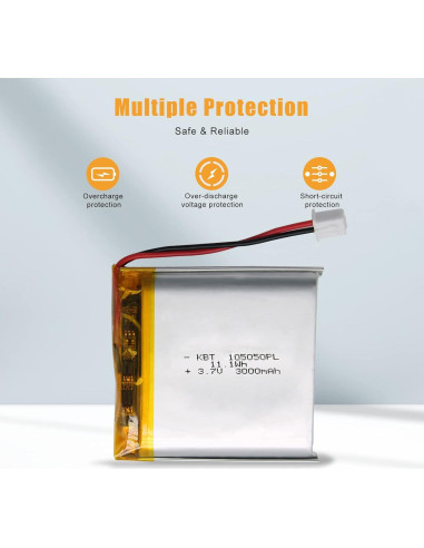 Batería de polímero de litio KBT 3.7V 3000mAh 105050PL