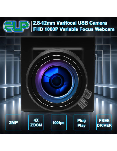 Cámara USB 1080P IEights con Lente Varifocal 2.8-12mm