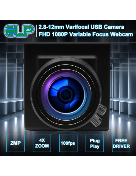 Cámara USB 1080P IEights con Lente Varifocal 2.8-12mm