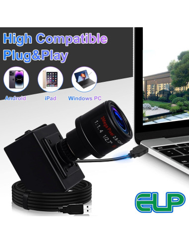 Cámara USB 1080P IEights con Lente Varifocal 2.8-12mm