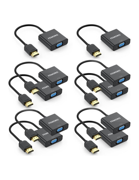 Adaptador HDMI a VGA FEMORO 10 Pack Full HD 1920x1080