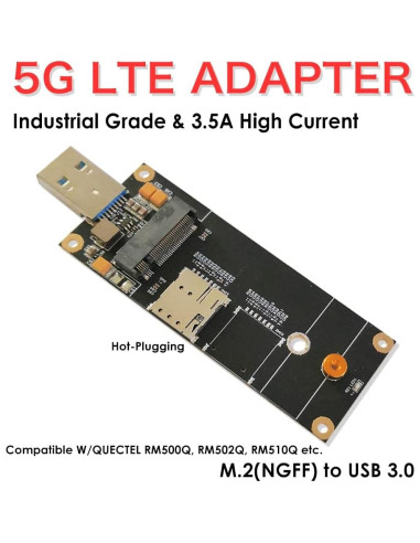 Adaptador M.2 a USB 3.0 EXVIST 5G LTE con ranura SIM
