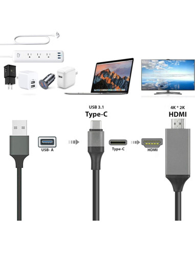 Cable HDMI 4K USB-C Tek Styz 2M Compatible Xiaomi Mi Max 2
