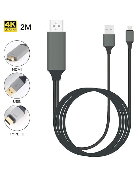 Cable HDMI 4K USB-C Tek Styz 2M Compatible Raspberry Pi 3