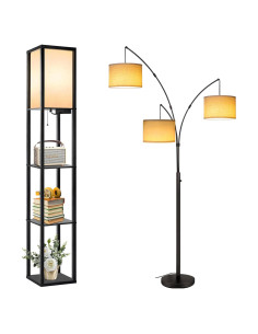 Lámpara de Pie Led Arco OUTON 3 Luces Moderna Negra 205 cm