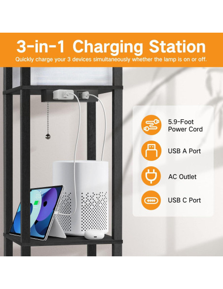Lámpara de Pie Led Arco OUTON 3 Luces Moderna Negra 205 cm