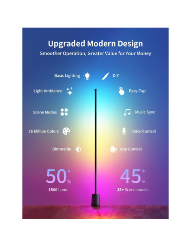 Lámpara de Esquina LED Ailofy 1500lm RGBW Control App