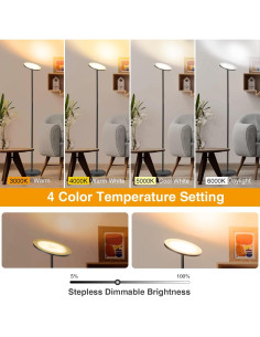 Lámpara de Pie LED OUTON 30W 3000LM Regulable Negra 2