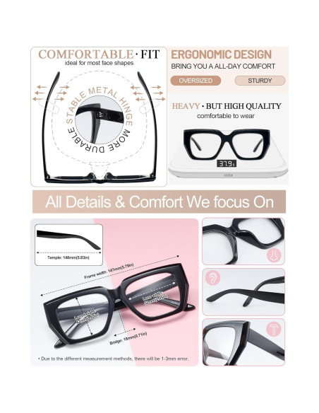 Gafas de Lectura Oversized MARE AZZURO Gato Ojo 1.0 - 3.5 Gafas de Lectura Oversized MARE AZZURO Gato Ojo 1.0 - 3.5