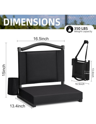 Asiento de Estadio HABUTWAY con Respaldo y Cojín Grueso 159kg