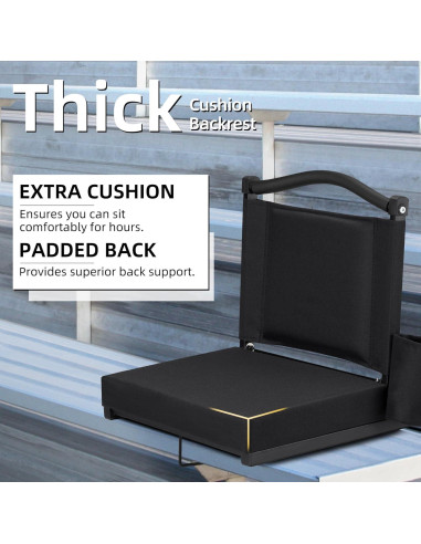 Asiento de Estadio HABUTWAY con Respaldo y Cojín Grueso 159kg