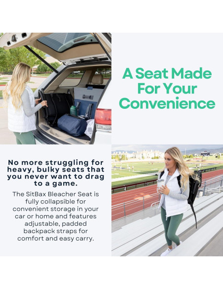 Asiento Acolchado para Gradas SitBax - Reclinable y Ligero