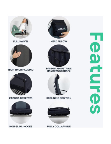 Asiento Acolchado para Gradas SitBax - Reclinable y Ligero