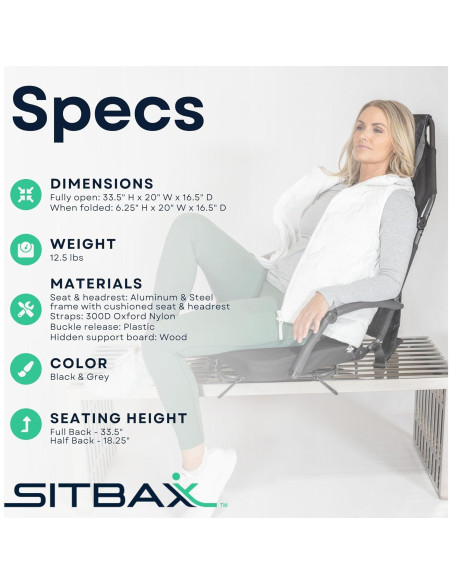Asiento Acolchado para Gradas SitBax - Reclinable y Ligero