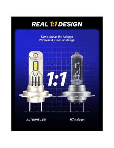 Bombillas LED H7 AUTOONE 400% Más Brillantes 6000K - Paquete de 2