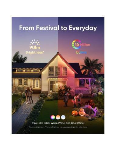 Luces Exteriores eufy E22 30.48m 60 LEDs RGBWW IP67