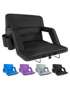 Asiento de Estadio Plegable Extra Ancho Yeyeeyyee 63.5 cm Negro