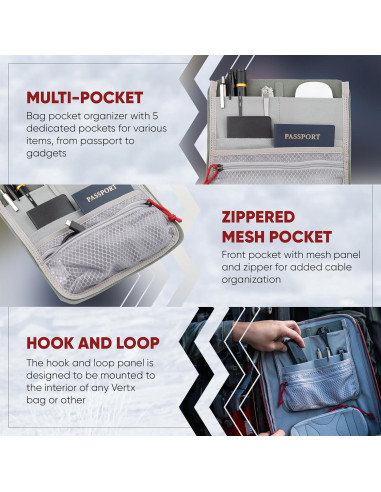 Organizador Administrador Vertx para Mochila - 5 Bolsillos