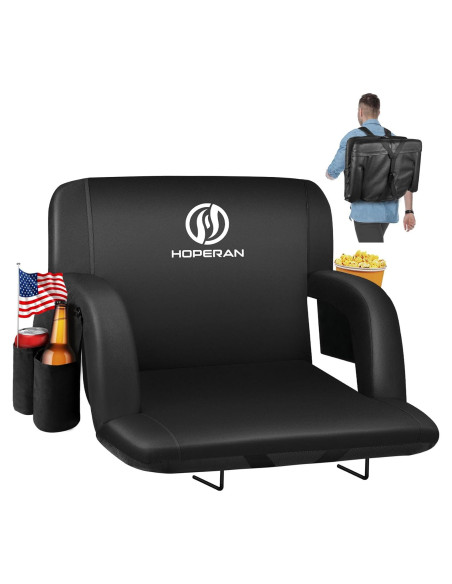 Asiento de Estadio HOPERAN Plegable 23" Negro Impermeable