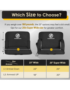 Asiento de Estadio HOPERAN Plegable 23" Negro Impermeable 2
