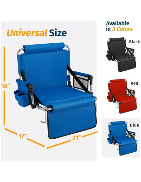 Asiento de Graderío Plegable Alpcour Azul Real - Acolchado y Portátil