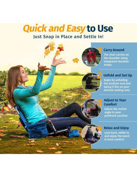 Asiento de Graderío Plegable Alpcour Azul Real - Acolchado y Portátil