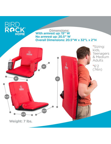 Silla de Estadio Acolchada Stadium Boss Roja - 6 Posiciones Reclinables