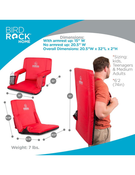 Silla de Estadio Acolchada Stadium Boss Roja - 6 Posiciones Reclinables