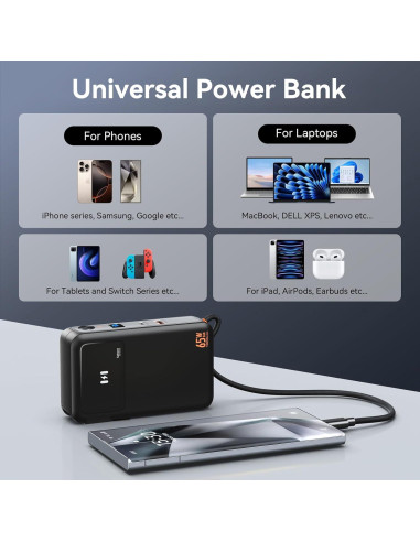 Banco de Energía 10,000mAh C-Smartlink con Enchufe AC 65W