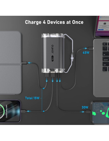 Banco de Energía 40000mAh Euker 100W Cargador Portátil IP67