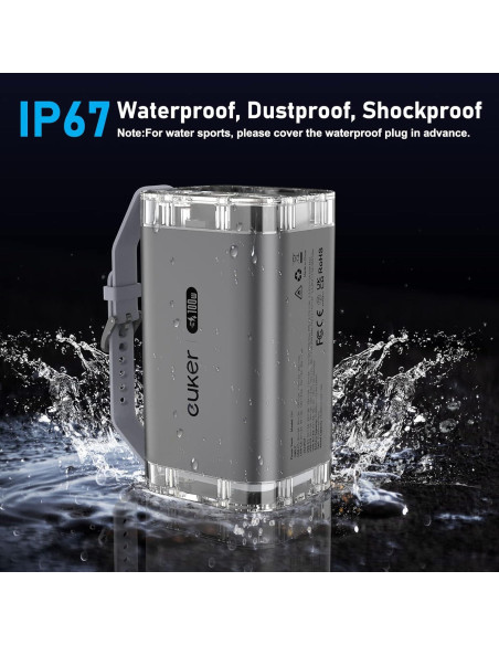 Banco de Energía 40000mAh Euker 100W Cargador Portátil IP67