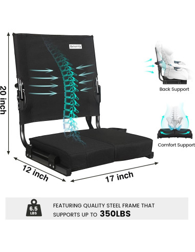 Silla de Estadio Plegable Behairity con Respaldo Alto y Acolchado