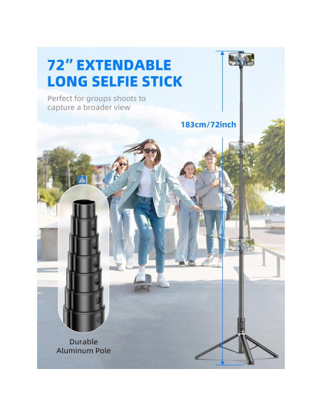 Bastón de Selfie y Trípode SelfieShow 183 cm Aluminio Control Remoto