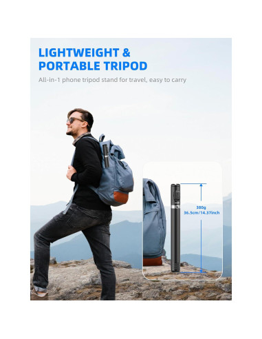 Bastón de Selfie y Trípode SelfieShow 183 cm Aluminio Control Remoto