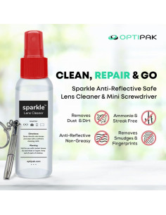 Kit de limpieza de lentes OPTIPAK - 2 sprays 59ml + paños 2