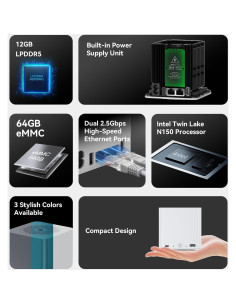 Mini PC Beelink ME N150, 12GB RAM, 2TB SSD, 4K 2