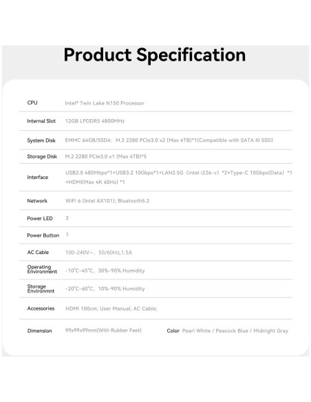 Mini PC Beelink ME N150, 12GB RAM, 2TB SSD, 4K Mini PC Beelink ME N150, 12GB RAM, 2TB SSD, 4K