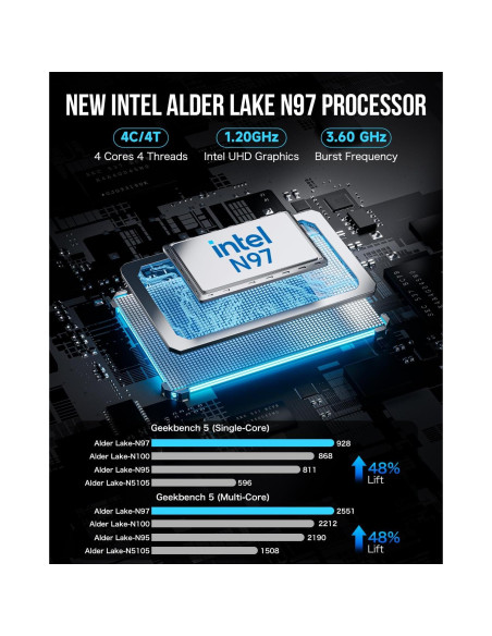 Mini PC GMKtec G5, Intel Alder Lake N97, 12GB RAM, 256GB SSD