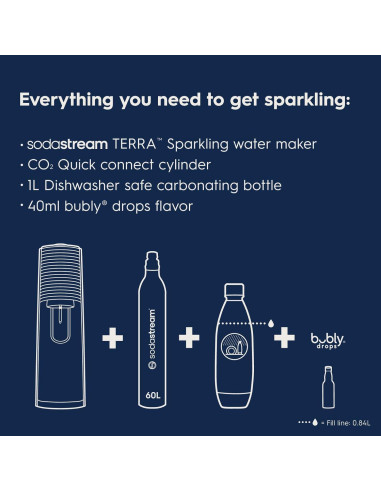 SodaStream Terra - Máquina de Agua Espumosa Negra - Kit Inicio