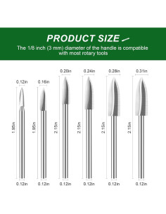 Juego de 6 Puntas de Tallado en Madera FFyeiiy 3mm HSS 2