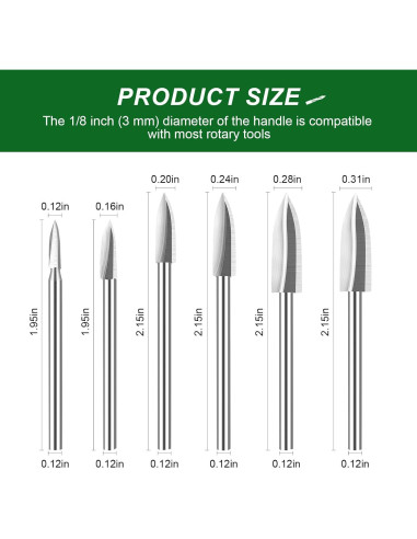 Juego de 6 Puntas de Tallado en Madera FFyeiiy 3mm HSS