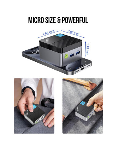 Mini PC GMKtec G5, Intel Alder Lake N97, 12GB RAM, 256GB SSD