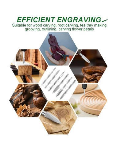 Juego de 6 Puntas de Tallado en Madera FFyeiiy 3mm HSS