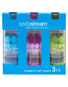 Set de 3 Botellas Carbonatadoras SodaStream 1L - Morado, Azul, Verde